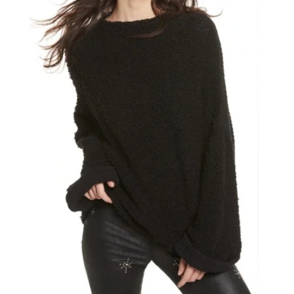 Free People Sweaters - Free People Cuddle Up Oversized Sweater in Black Small